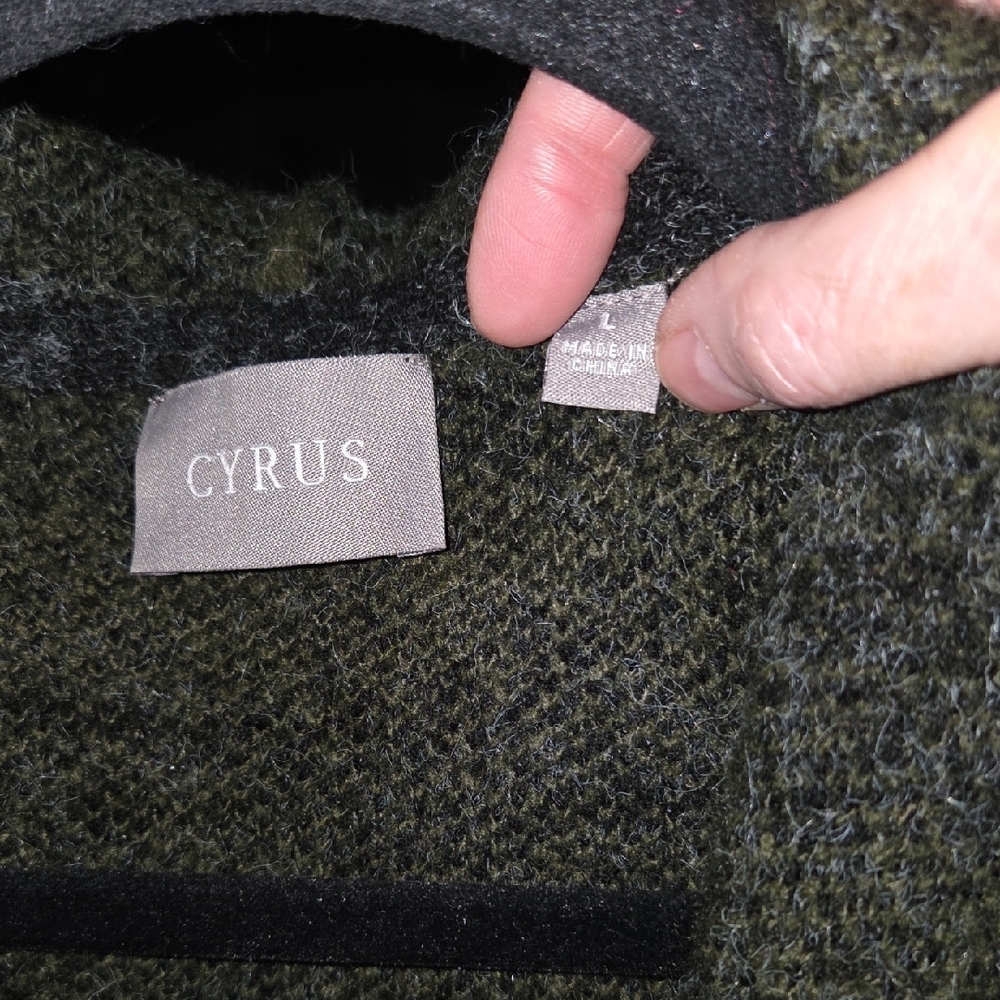 Cyrus Olive and Charcoal Hooded Cape - Picture 2 of 4